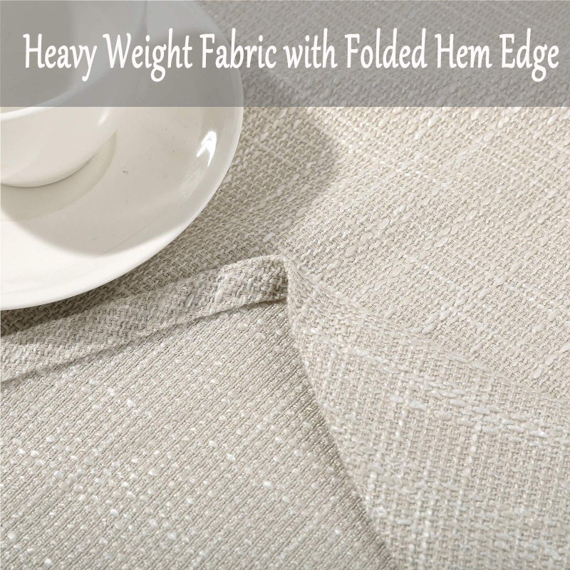 Dimatic Cotton Linen Solid Color Tablecloth Round Simple Style Table Cover for Small Round Table 24"-40" (2 Seats), Off White, Round - 63 Inch - Image 5
